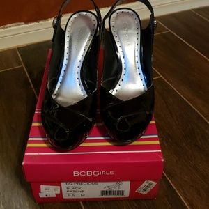 Black patent heels